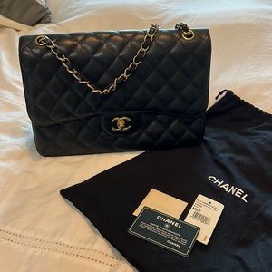 Classic Chanel Bag Quilted Caviar Large Double Flap Bag